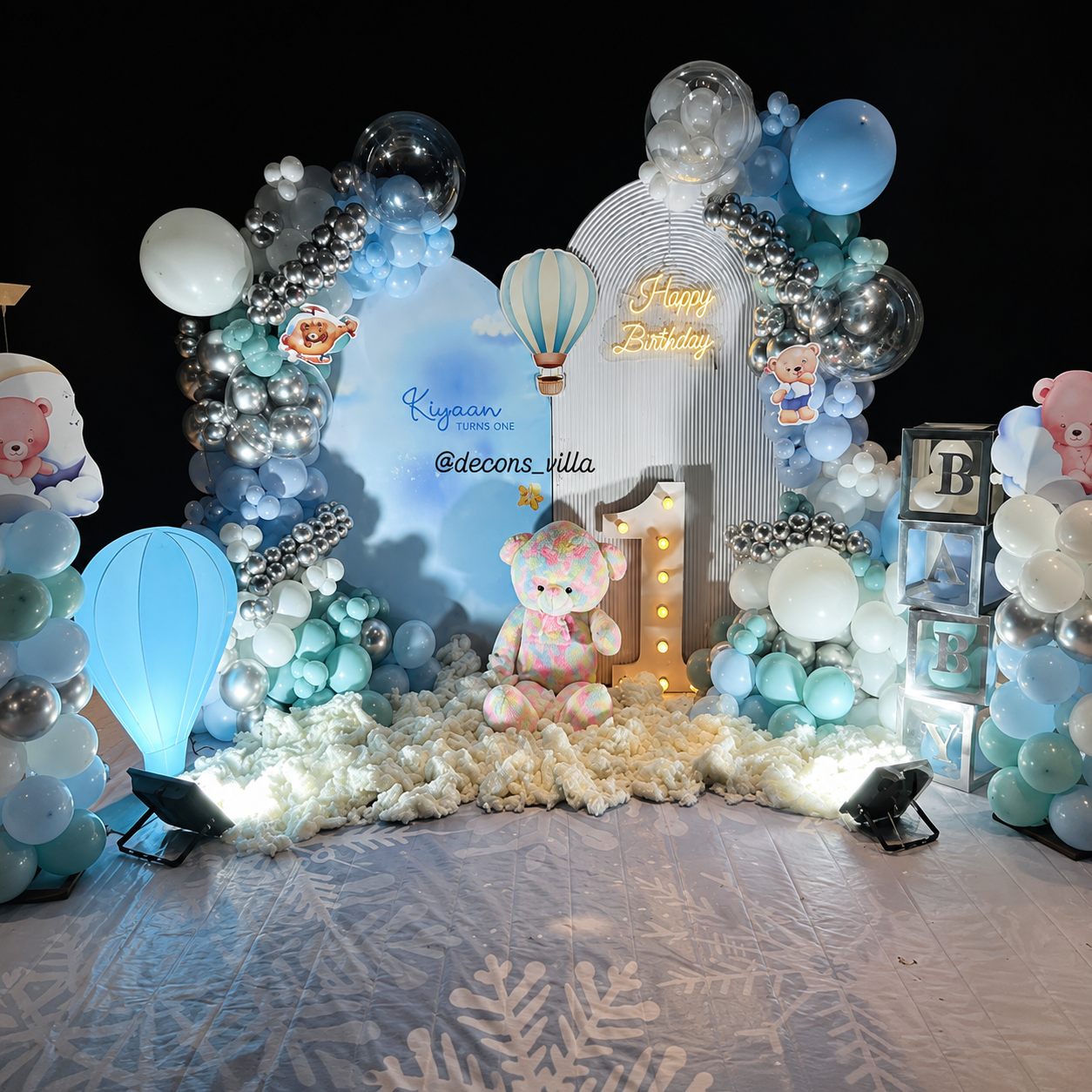 Blue Teddy Bear First Birthday Theme